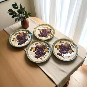 4  Elements FINE Ceramic  SMALL DIPPING/ SAUCE  Bowls  5” Grapes & Leaves